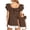 Brown, variant on Guitiannn Bow Tie Back Blouse with Ruffled Round Neck Cute Casual Short Sleeve for Summer Womens Western Shirt T Shirts Women Loose Fit Acting Pro Skirt Pile Pants Womens Short Sleeve Hiking Shirts