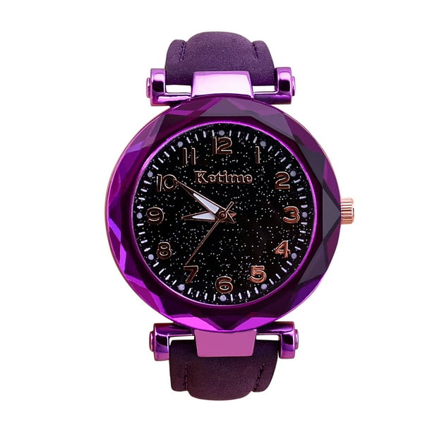 Reloj de cuarzo para mujer, relojes para mujer, reloj de cuarzo informal de moda para mujer, reloj con esfera brillante y correa de cuero.