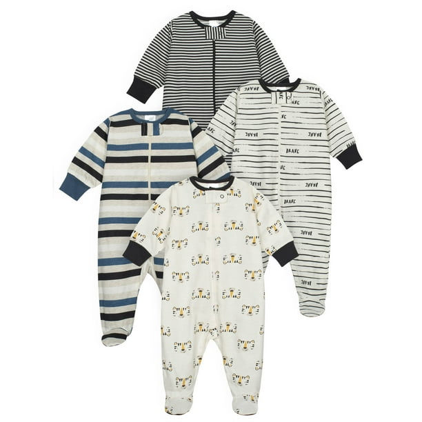 Onesies Brand Baby Boy Sleep 'n Plays Footed Pajamas, 4Pack (Newborn
