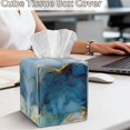 thumbnail image 4 of Xoenoiee Blue Marble Print Tissue Box Cover Square Tissue Box Holder with Bottom Snap, Foldable Napkin Facial Tissues Holder Dispenser Home Car Decor Facial Paper Organizer, 4 of 7