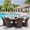 Brown, variant on Direct Wicker Aluminum Wicker Outdoor Round Dining Table with Tempered Glass Top & Umbrella Hole, Seats 8(Grey)