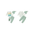 thumbnail image 3 of Aojekbee Baby 3Pcs Spring Outfits Long Sleeve Crew Neck Letter Romper + Pants + Hat Set Infant Clothes, 3 of 10