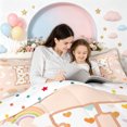 thumbnail image 4 of meiyoeat Cute Rainbow Love Heart Twin Comforter Sets for Girls, Lovely Star Moon Bedding Set for Bedroom, Peach, Polkadot Reversible, 2pcs, 1 Comforter and 1 Pillowcase, 4 of 6