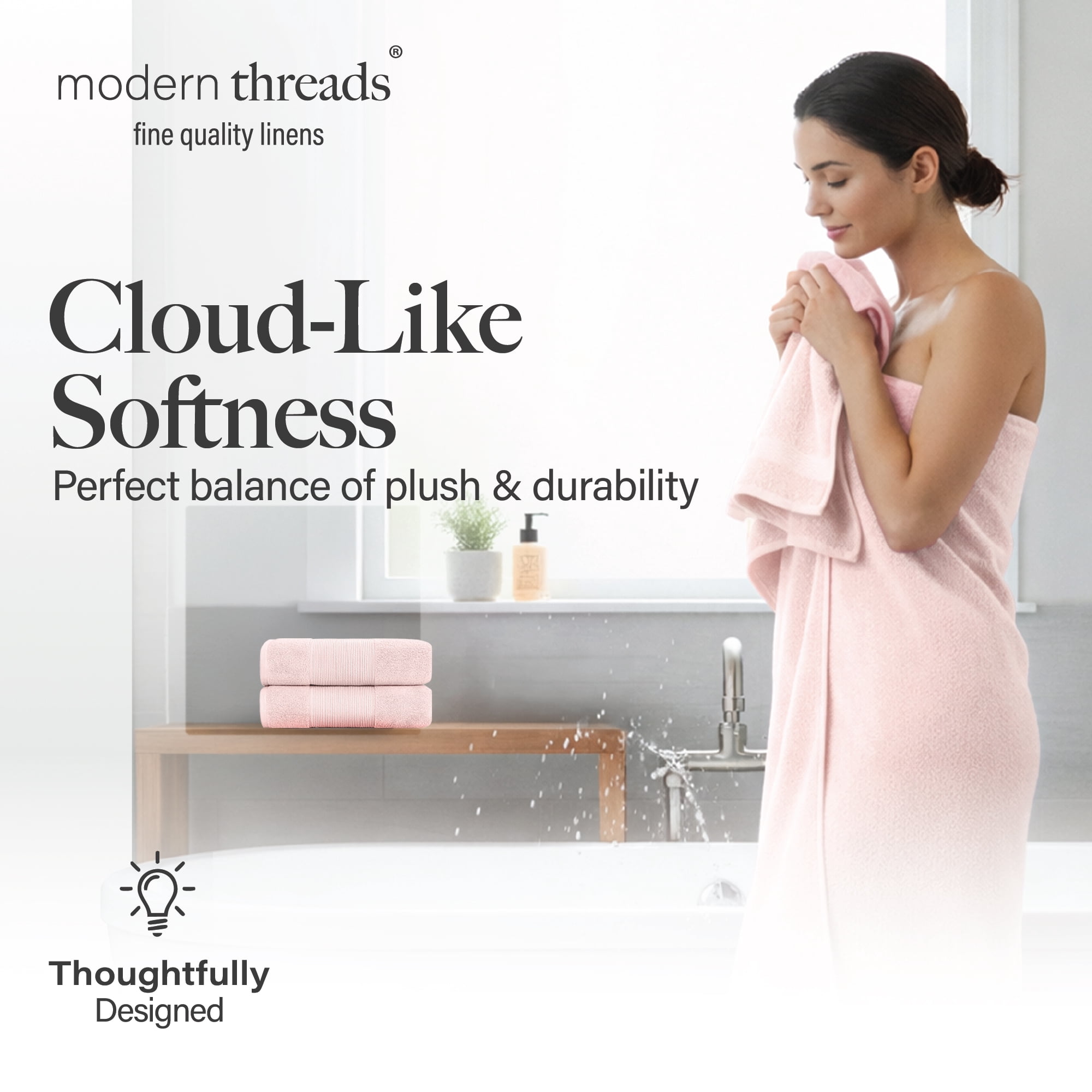Modern Threads Aircloud 6-Piece Cotton Bath Towel Set, Blush