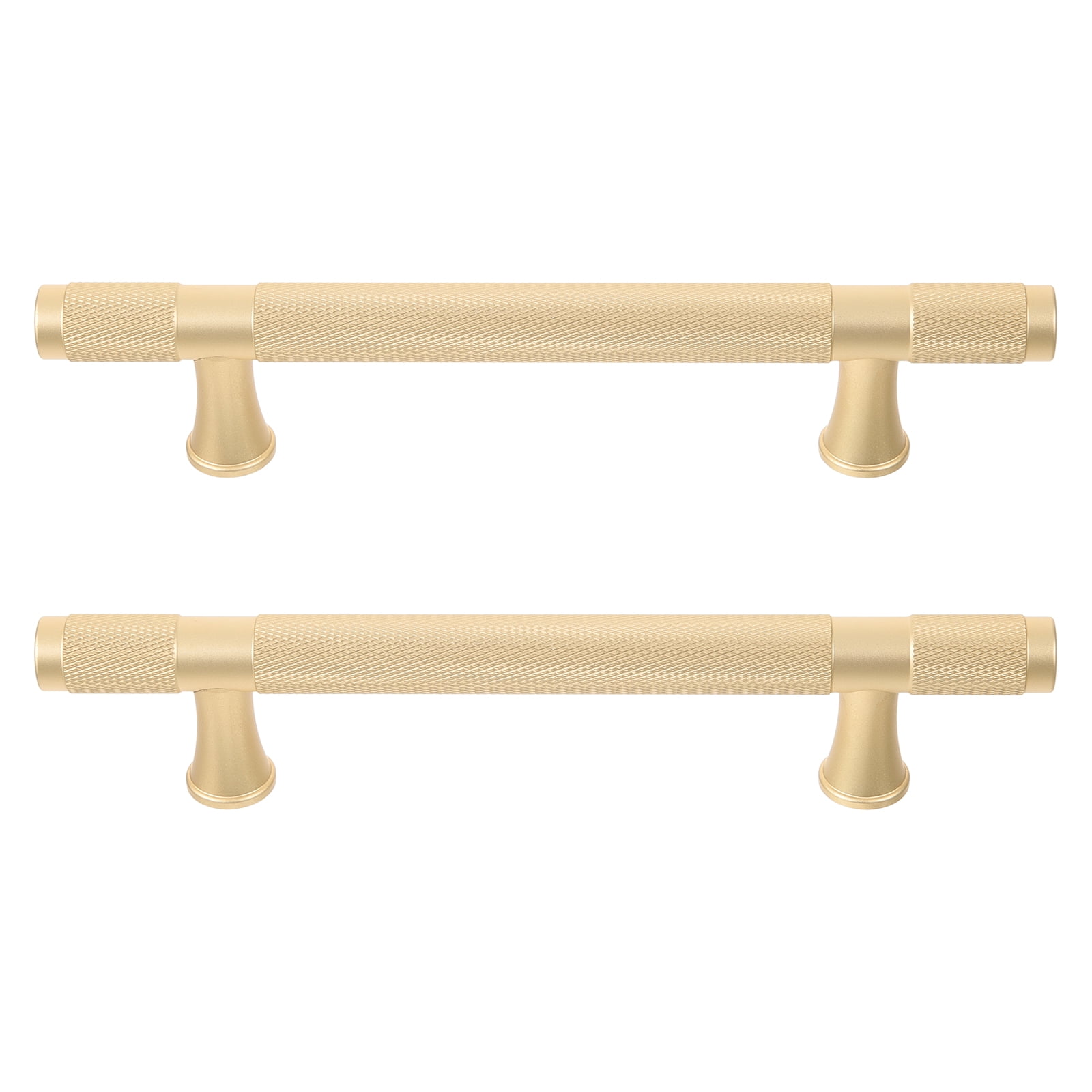 10-Pack 5 Inch (128mm) Brushed Brass Cabinet Pulls - Knurled Drawer Handles For Kitchen, Cupboards