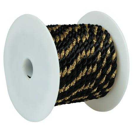 UPC: 0609613742286 | JAM Paper & Envelope Rope Ribbon  15 Yards  Black with Gold  1/Pack