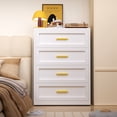 thumbnail image 2 of Metal White 4 Drawer Dresser for Bedroom, Tall Bedroom Dresser with Large Drawer & Golden Handles,Metal Storage Organizer Cabinet Chest of Drawer for Closet, 2 of 7