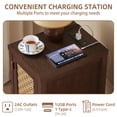 thumbnail image 3 of Rattan Nightstand Set of 2 with Charging Station, Farmhouse Bedside Tables Night Stands with Cabinet, Walnut Side Tables for Bedroom, Living Room, 3 of 10