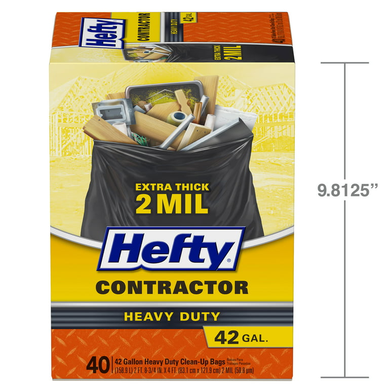 Hefty Heavy Duty Contractor Extra Large Trash Bags, 45 Gallon, 20 Count