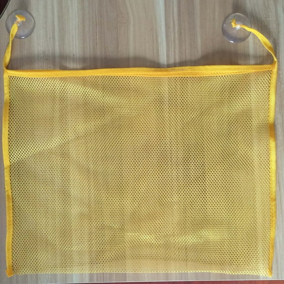 Toy Organizer Holder Toddler Bathtub Mesh Net Newborn Bath Bag Pouch Kids Storage Bin with Suction Hooks Yellow