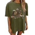 thumbnail image 2 of Womens Clothing Homenesgenics Womens Tops under $5 Women's Cowboy Competition Casual Concert T Shirts Vintage Cow Skull Graphic Tees Oversized Green S, 2 of 7