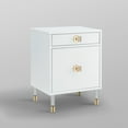 thumbnail image 6 of Taina White Side Table - 1 Drawer, Open Storage, High Gloss Finish, Acrylic Knob and Acrylic Leg with Gold Tip, 6 of 10