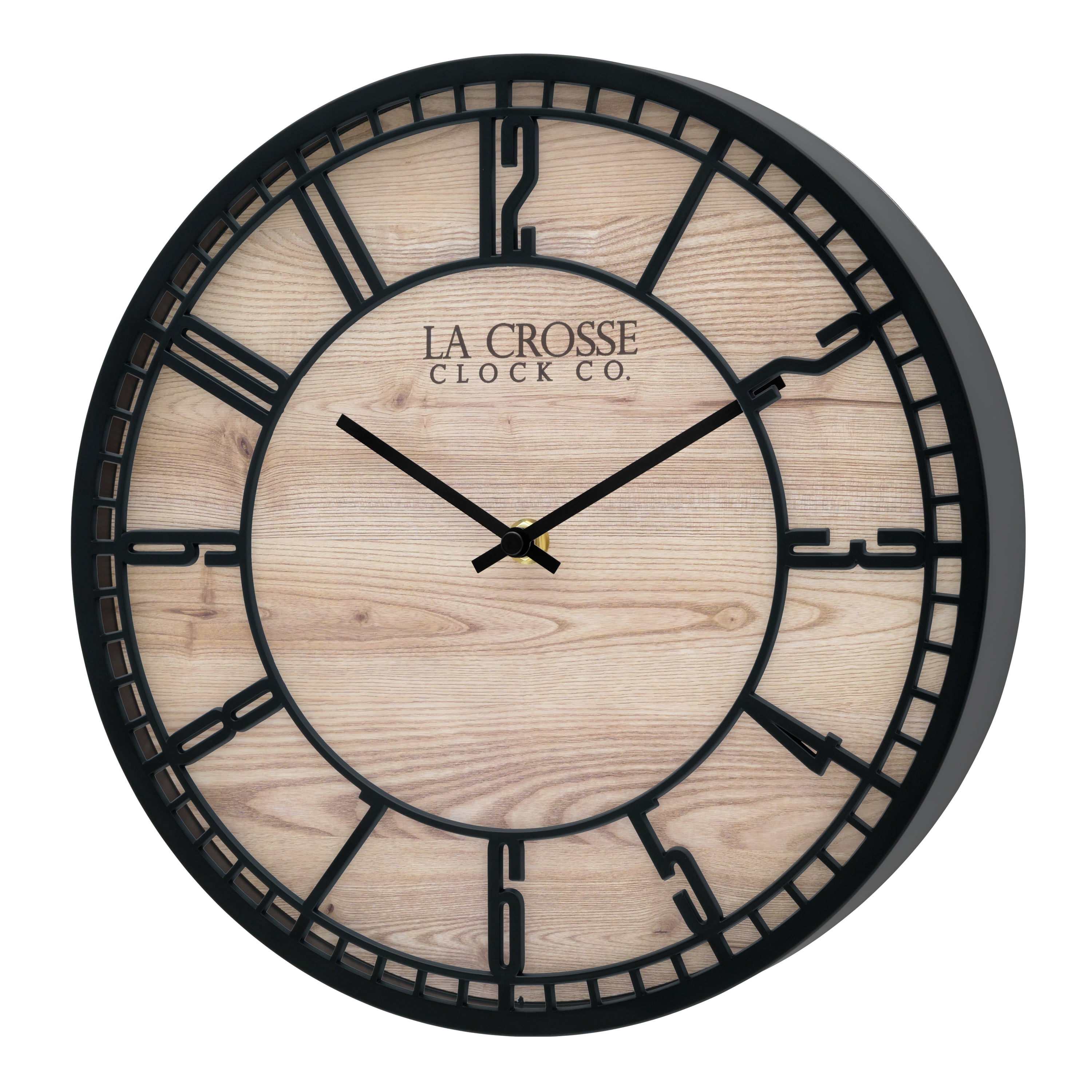 La Crosse Clock 11.5" Barrow Black Contemporary Analog Quartz Wall Clock, 404-3629