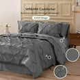 thumbnail image 3 of MR&HM Satin Comforter Set 7 Pieces King Size - Luxurious Pinch Pleat Bed in a Bag with Satin Comforter, Satin Sheets, Satin Pillowcases & Shams, Silky Soft Bedding Set for All Seasons (Dark Grey), 3 of 7