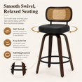 thumbnail image 6 of SESSLIFE Swivel Bar Stools Set of 2, 25.6" Counter Height Barstools with Black PU Leather, Curved Backrest & Footrest, Mid-Century Modern Kitchen Stools for Kitchen Island, 6 of 8