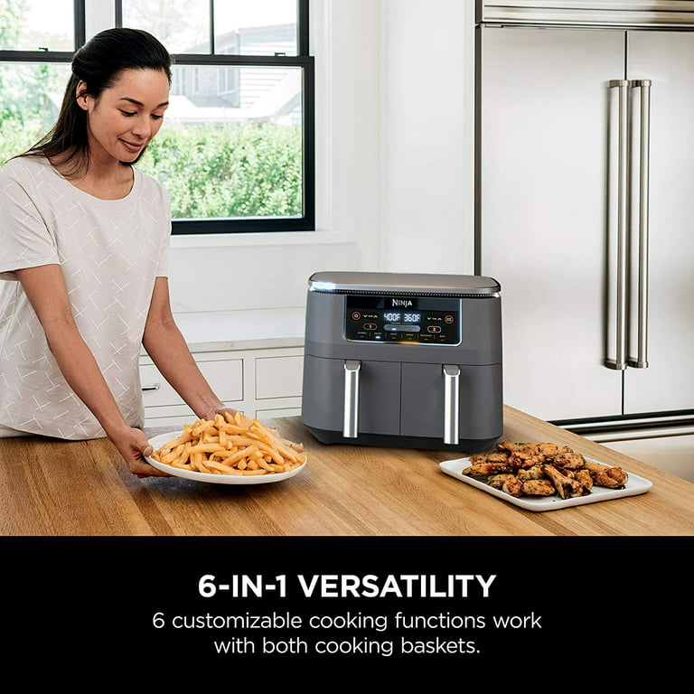 Ninja DZ201 Foodi 8 Quart 6-in-1 DualZone 2-Basket Air Fryer with 2  Independent Frying Baskets, Match Cook & Smart Finish to Roast, Broil,  Dehydrate & More for Quick, Easy Meals, Grey : Home & Kitchen 