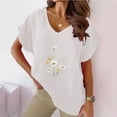 thumbnail image 2 of Womens Summer Tops Casual Short Sleeve V Neck Shirts Business Dressy Work Blouses Womens Graphic Print Shirts White, 2 of 3