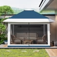 thumbnail image 6 of Waterproof Double Roof Pop-Up Canopy Tent – 12x12ft Outdoor Canopy Shelter with Mosquito Netting, 4 Mesh Walls, Adjustable Height, Heavy Duty Pavilion for Garden, Patio, Navy Blue + Heather Gray, 6 of 7