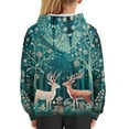thumbnail image 6 of Xoenoiee Pullover Hoodies Hooded Sweatshirt with Front Kangaroo Pocket Long Sleeve Sweater Fall Winter Tops for Kids Workout Travel, Retro Floral Sika Deer Pattern, M, 6 of 7