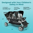 thumbnail image 5 of Foundations Gaggle Jamboree 6-Seat Folding Daycare Stroller with Canopies, Reclining Seats, Black, 5 of 9