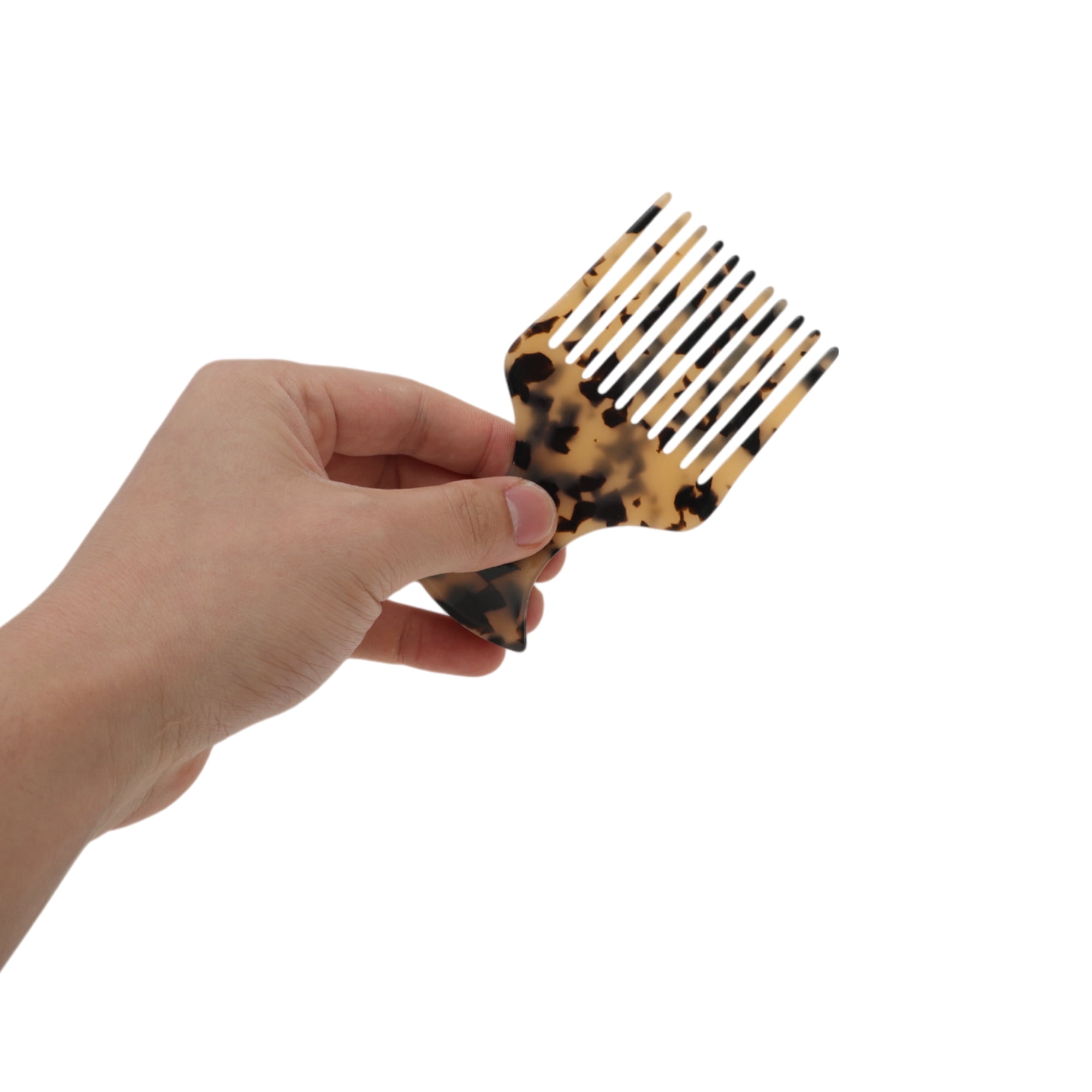 Unique Bargains 1 Pc Flat Handle Marble Hair Insert Comb for All Hair Types Light Brown