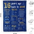 thumbnail image 4 of Sweet 16 Gifts for Girls 16th Birthday Decorations for Boys Happy Birthday Gifts for Daughter Son Sister Bestie Sweet 16 Birthday Decorations Soft Throw Blanket Back in 2008-60x50 Inch - Dark Blue, 4 of 5