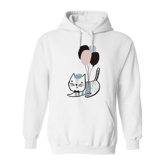 Cute Cat With Balloons Design Hoodie Women -Image by Shutterstock, Female Medium
