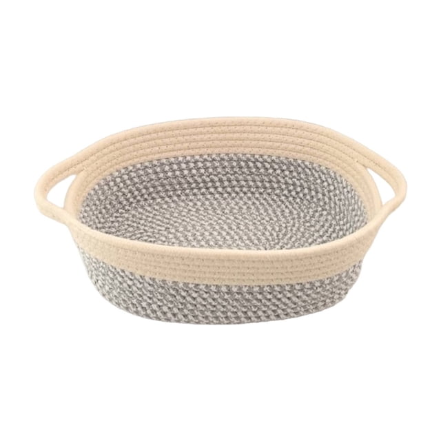 Btomtd Panier de Rangement en Corde de Coton Tressée pour Collations et Jouets avec Poignée, Panier de Rangement Ovale, Panier avec Poignée, Multicolore