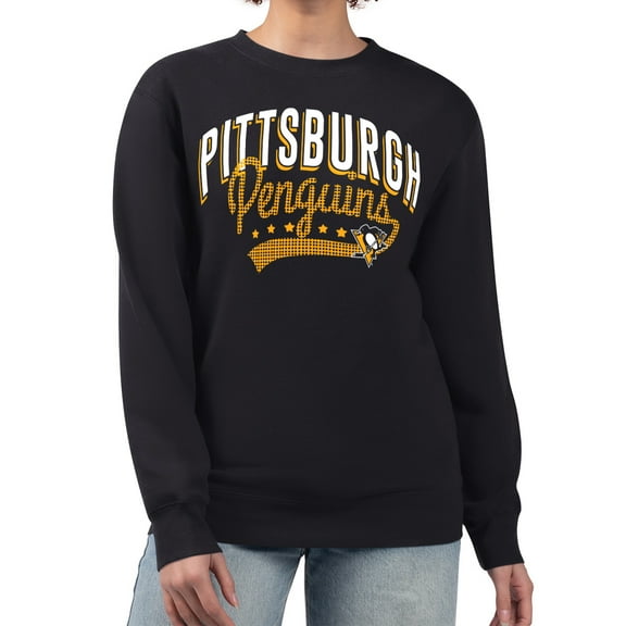 Women's G-III 4Her by Carl Banks  Black Pittsburgh Penguins Filigree Team Graphic Fleece Pullover Sweatshirt