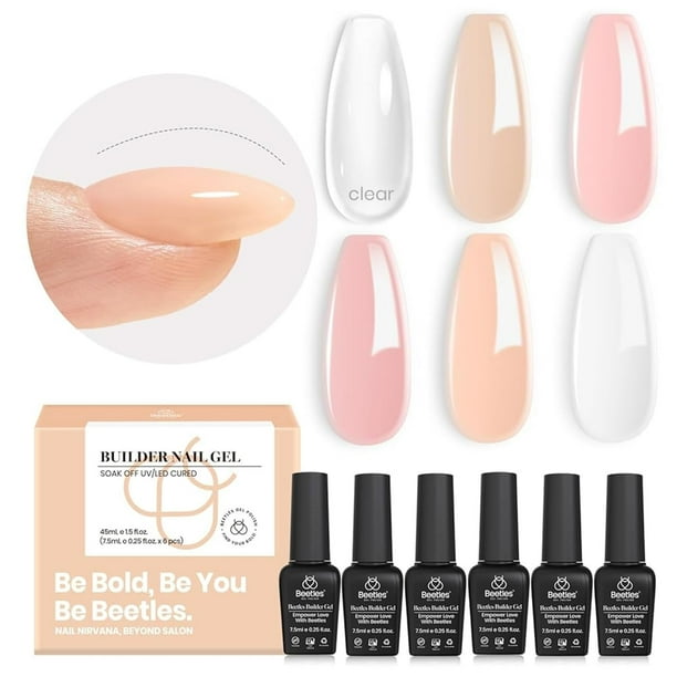 Set de gel de extensión de uñas Builder Gel Beetles, 6 colores, 7 en 1