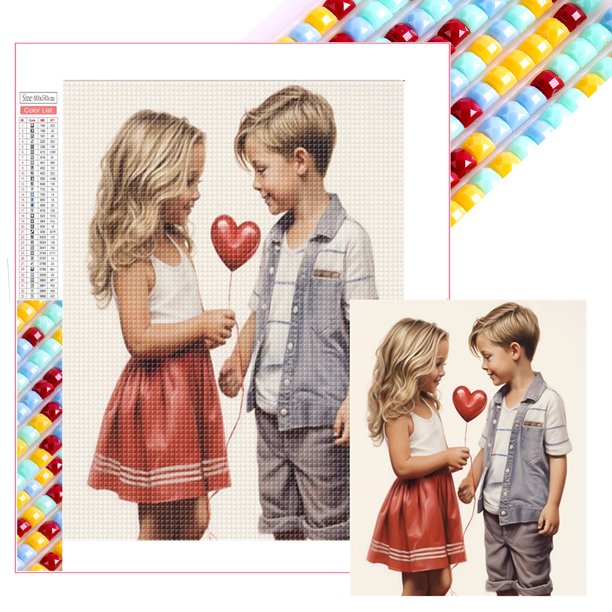 5D DIY Con Cuentas Cuadradas Día San Valentín Pareja Arte Artesanal 45x55cm