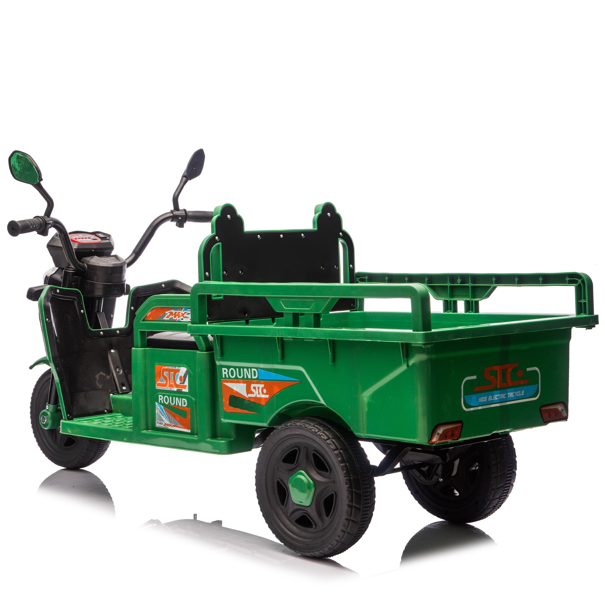 iRerts 12V Ride on Toys, Electric 3 Wheel Ride on Cargo Trucks with LED Lights, Music, Large Storage Space, Powered Ride on Cars Electric Trike for Kids Toddlers Ages 3-6, Green