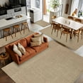 thumbnail image 5 of Beige 2.7x5 Area Rugs, Farmhouse Burlap Solid Brown Color Modern Linen Texture Non-Skid Rubber Backing Large Rectangle Rugs - Living Room Bedroom Home Office, Indoor Floor Mat Carpets Washable Rug, 5 of 9