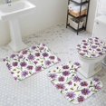 thumbnail image 3 of Purple Daisy Bathroom Rugs Set Watercolor Country Spring Purple Floral Bees Non Slip Absorbent Soft Bath Mats 3 Piece Set with Bathroom Rug, U-Shaped Floor Mat, Toilet Seat Cover Small Size, 3 of 9