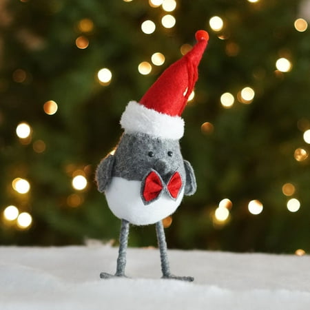 10 25 Alpine Chic Gray And White Bird Wearing Santa Hat Christmas Ornament Walmart Canada