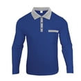 thumbnail image 4 of yillto Men's Long Sleeve Casual Shirts V Neck Collared Lightweight Business Golf Shirt with Pocket, 4 of 8