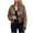 Brown, variant on UVEASISHA Long Sleeve Zipper Jackets for Women Cropped Silk Satin Bomber Jacket Fall Casual Party Clubwear Outwear Pink S