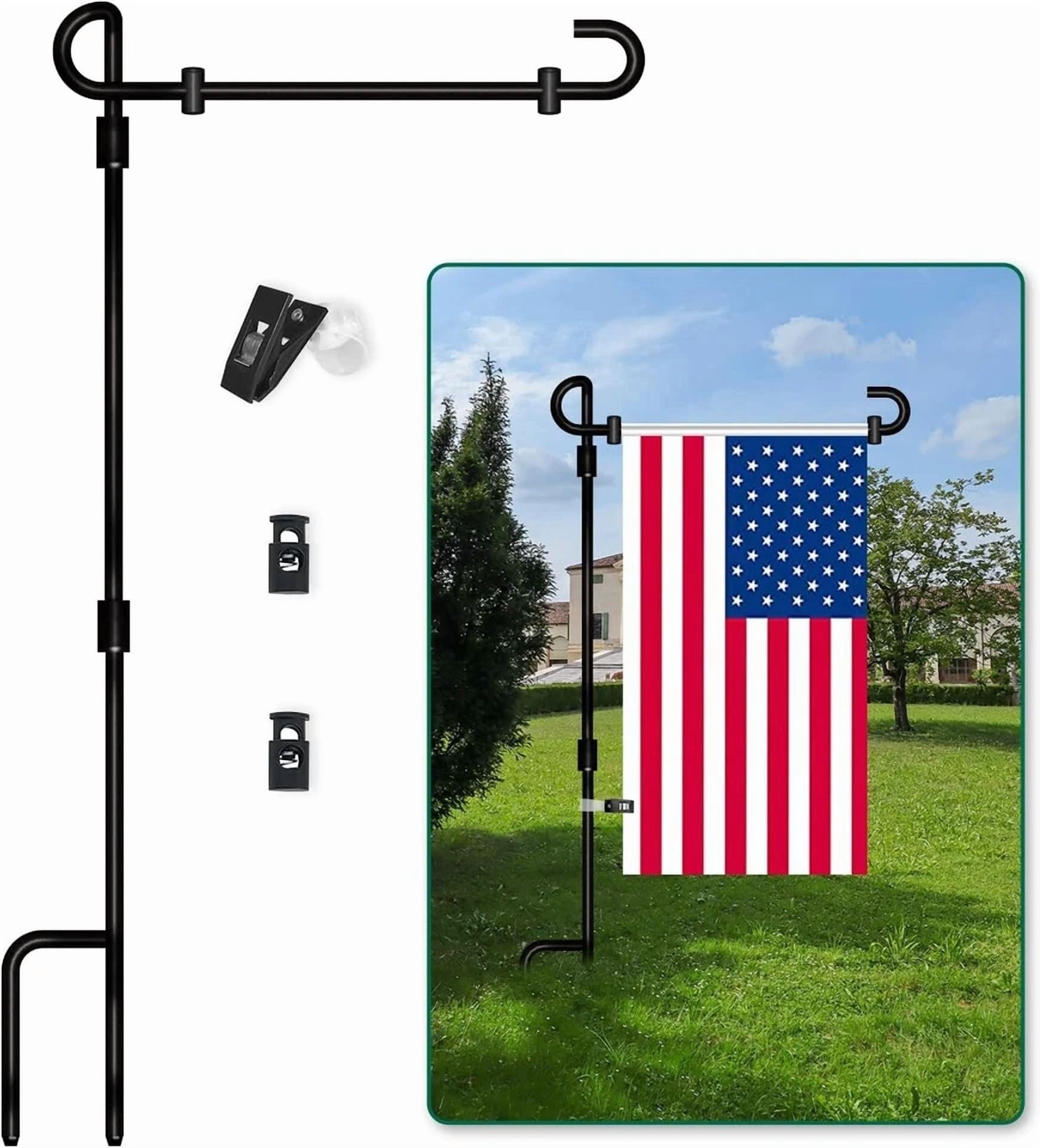 CRESTIN- Garden Flag Stand Premium Yard Flag Pole Holder (35.4''×16.4'') Metal Black