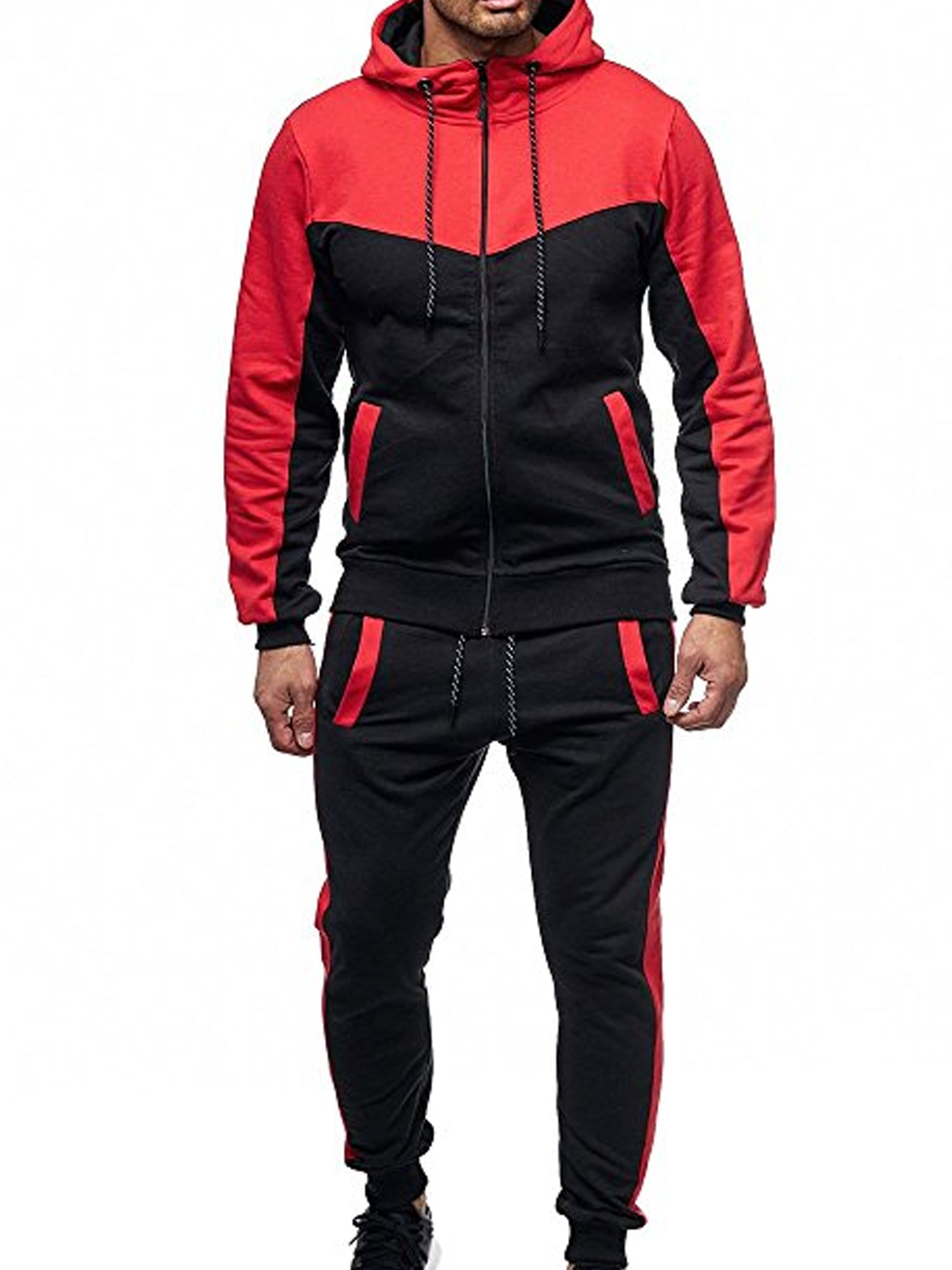 TACVASEN Men's Casual Tracksuit Full Zip Long Sleeve Sports Jacket Pants 2 Piece Set Running Jogging Sweat Suits 