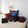 thumbnail image 2 of Erosebridal Red Blue Somky Lightning Bed in a Bag Twin Size,Black Sports Car Bed Set,Extreme Sports Bed Set For Teenagers,Super Cozy Room Decoration Reversible,7 Pieces, 2 of 3