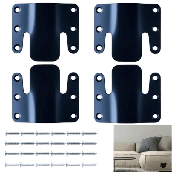Topboutique Sectional Couch Connectors, Universal Sectional Sofa Interlocking, Metal Couch Clips, Modular Sofa Connectors Bracket, Furniture Connectors with Screws for Sofa/Recliner, 4 Pcs Black