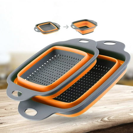 

Pkeoh Sink Strainer Foldable Silicone Colander Fruit Vegetable Washing Basket Strainer Kitchen Tool Sink Strainer Basket S