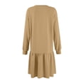 thumbnail image 4 of Lovzfmll Robe Mode Femme Couleur Unie Manches Longues Col Rond Kaki, 2TG, 4 of 5