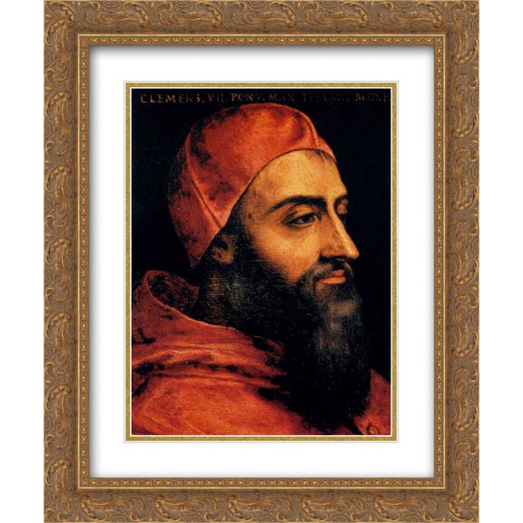 Agnolo Bronzino 2x Matted 20x24 Gold Ornate Framed Art Print 'Portrait of Pope Clement VII'