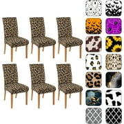 Chair Covers for Dining Room Set of 6, Stretch Dining Chair Cover 6 Pieces, Washable Kitchen Parsons Chair Slipcovers 6 Pack, Removable Seat Protector for Home and Party