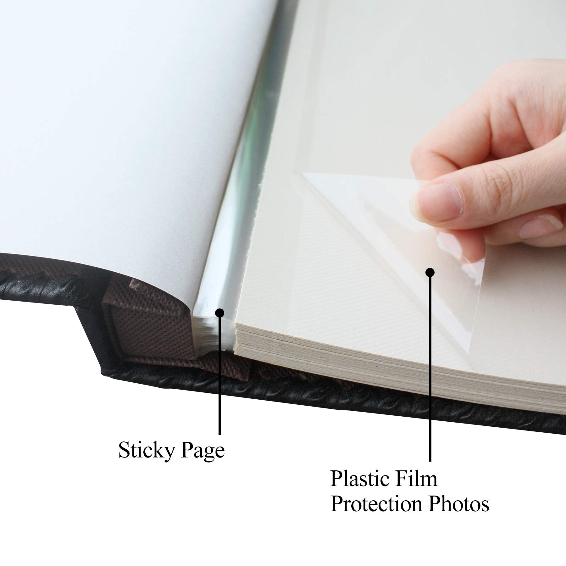 Photo Album Book  Family Self Adhesive Scrapbook Leather Cover Holds 3x5 4x6 5x7 6x8 8x10 Photos (brown)