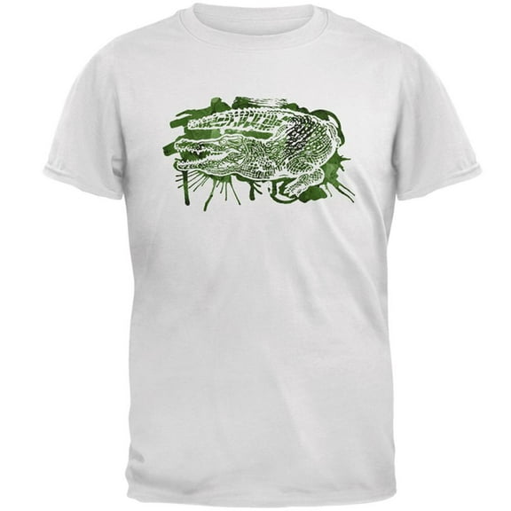 Alligator Swamp Water Splatter Mens T Shirt White X-LG