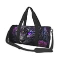 thumbnail image 1 of Fotbe Purple-Eyed Floral Leopard Bolsa Deportiva de Lona Plegable con Estampado, Bolsa de Gimnasio con Bolsillo Seco/Húmedo, Bolsa de Viaje Ultraligera de Gran Capacidad, 1 of 6