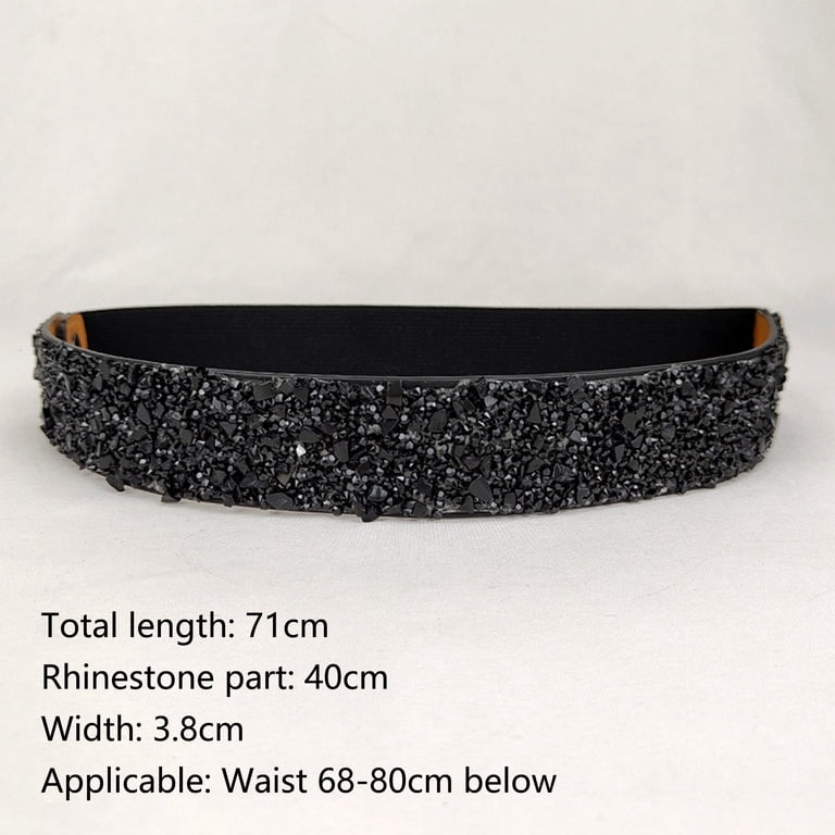 Rhinestone Wide Elastic Belt Sparkle Cinch Stretchy Waistband for Dresses Yalice Rhinestone Waist Belt Wide Elastic Belt for Dresses  main image 3