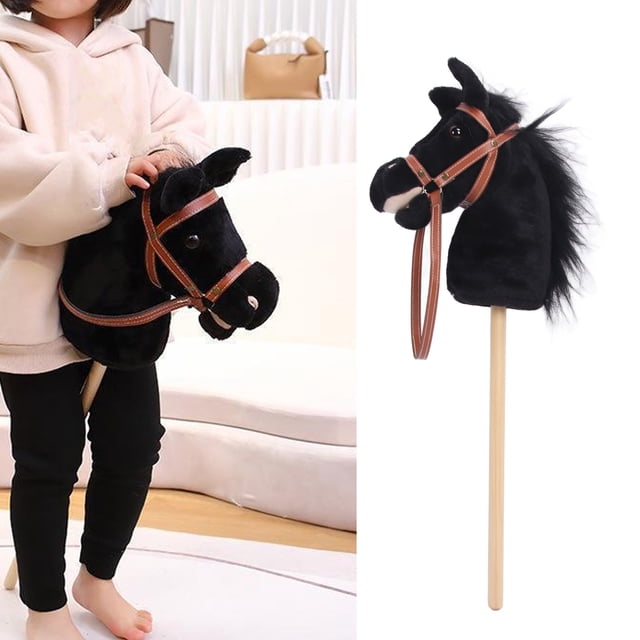 Plush Horse Riding Stick, Balance Development Plush Horse Head Stick Safe Handcrafted Cartoon Soft for Indoor for Kids